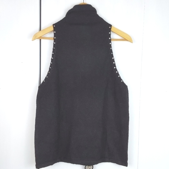 Scoop Black Sleeveless Rhinestone Dressy Layering knit stretch Shell Tank  Sz.XL - Picture 5 of 9
